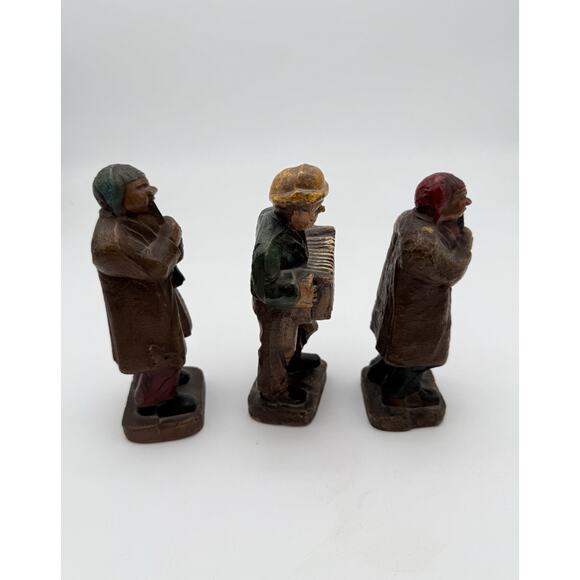 Vintage 1920-40s Lot Of 3 Syroco Carved Musicians Accordion Clarinet Players - Picture 3 of 5